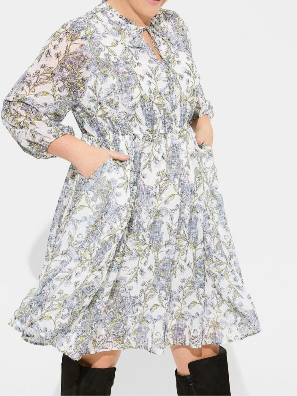 Torrid Floral Long Sleeve Midi Dress size 2X